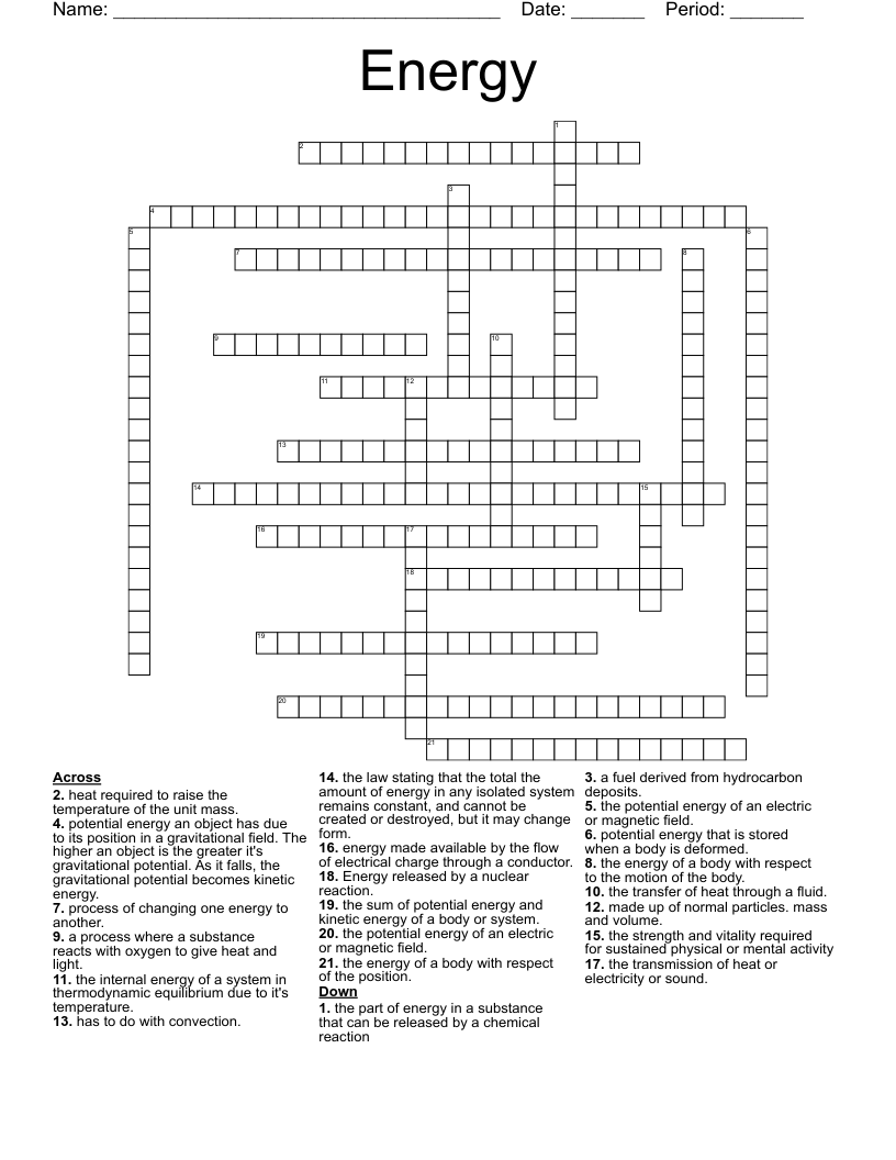 Energy Crossword
