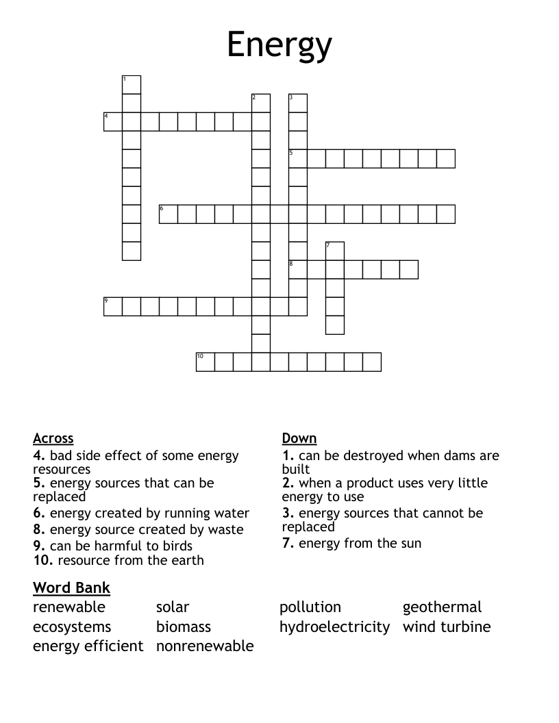Energy Crossword