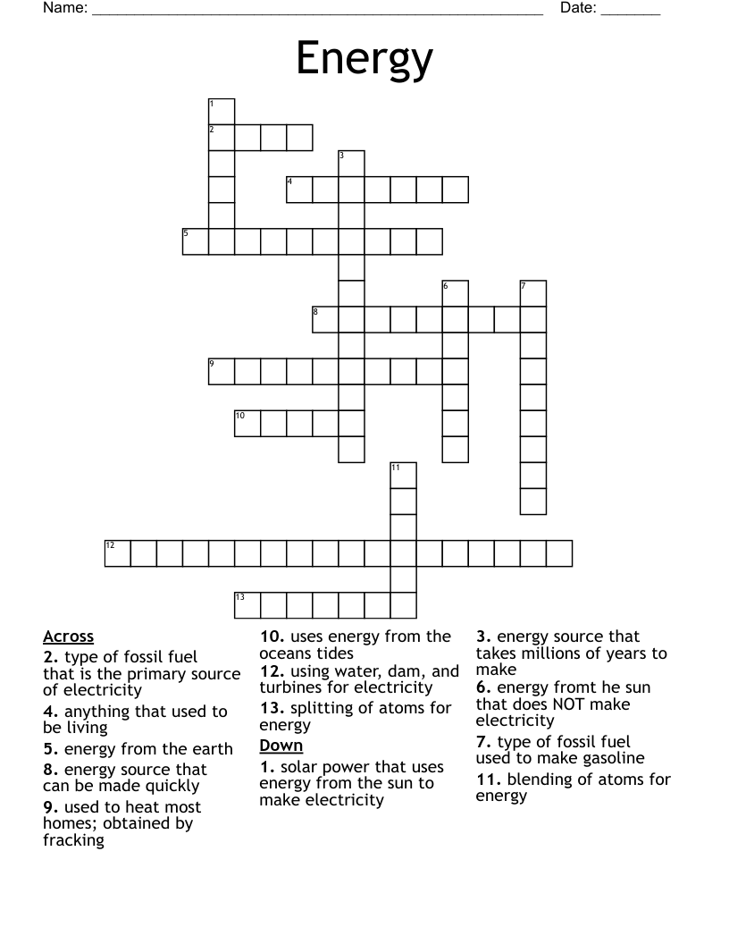 Energy Crossword