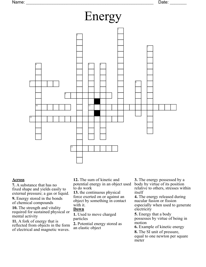 Energy Crossword