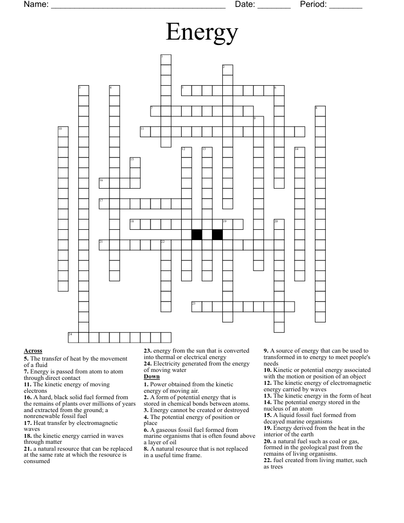 Energy Crossword