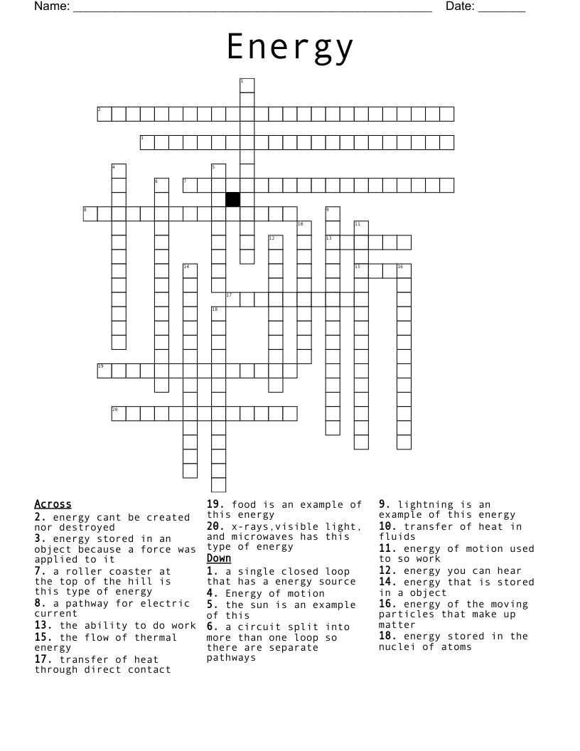Energy Crossword