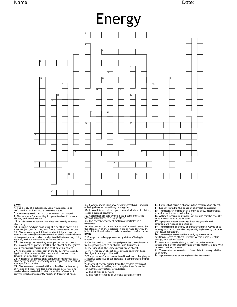 Energy Crossword