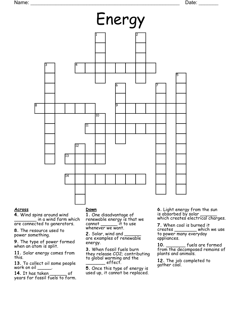 Energy Crossword