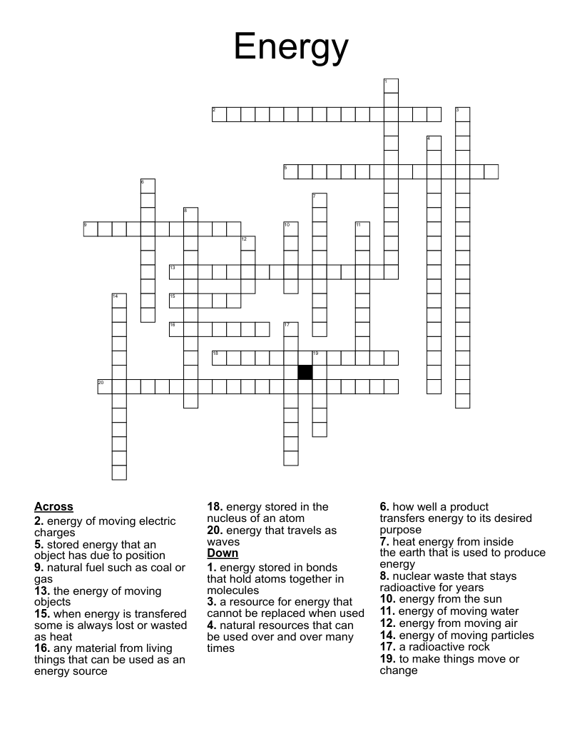 Energy Crossword