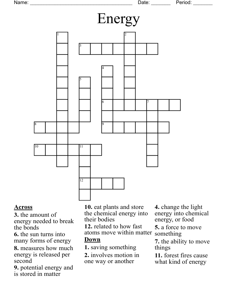 Energy Crossword