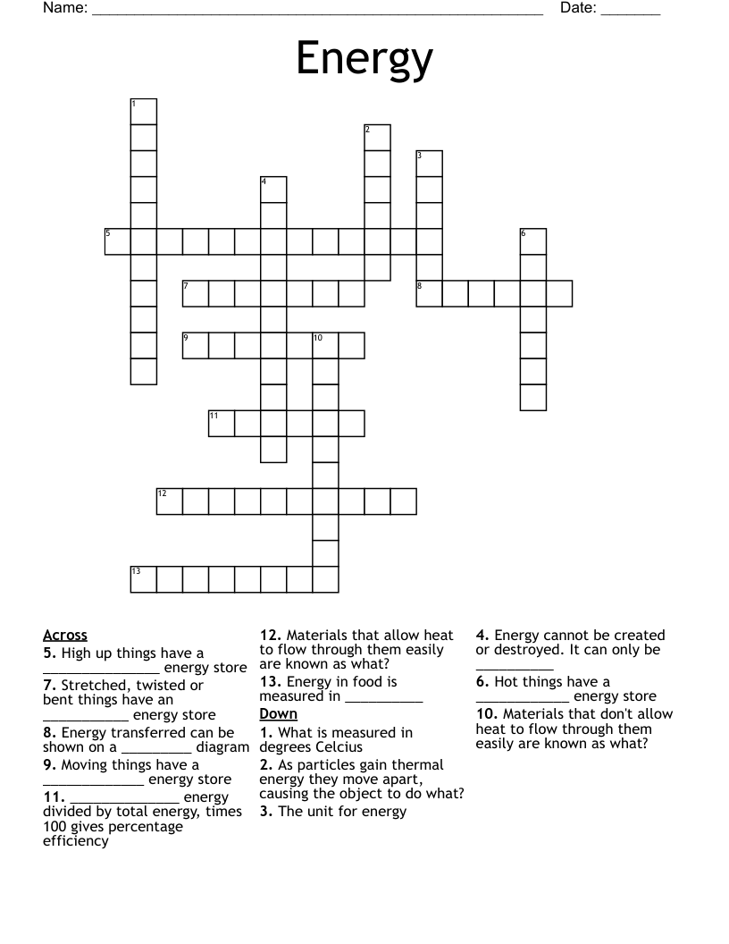 Energy Crossword