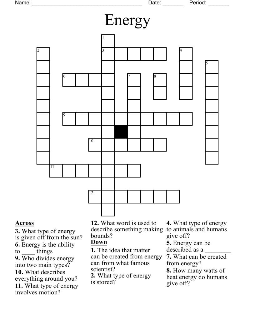 Energy Crossword