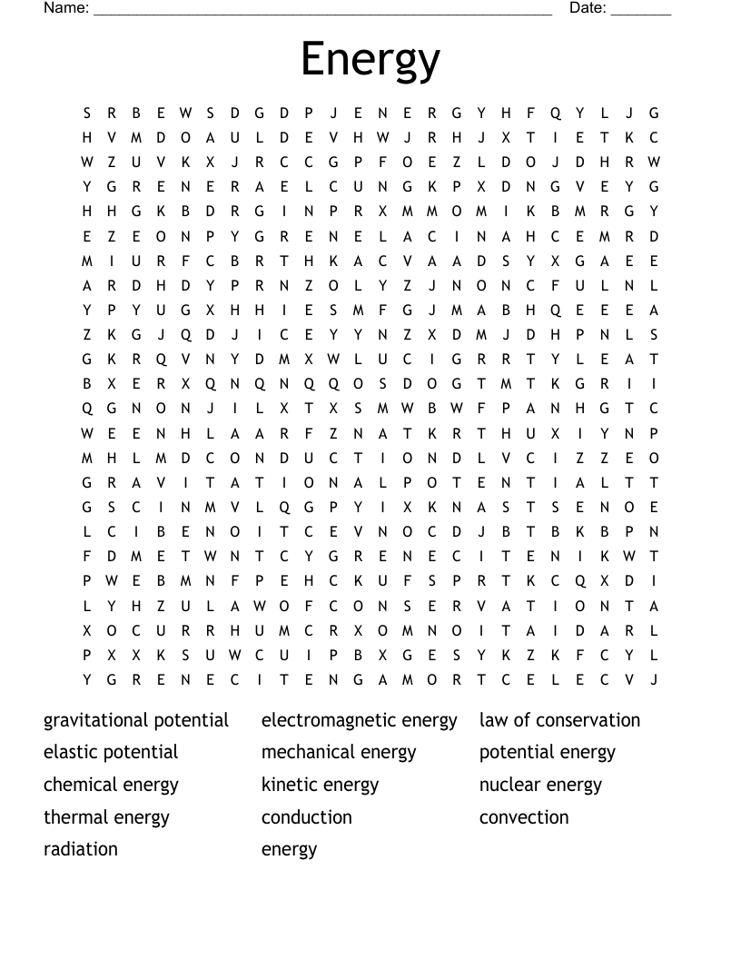 Energy Word Search