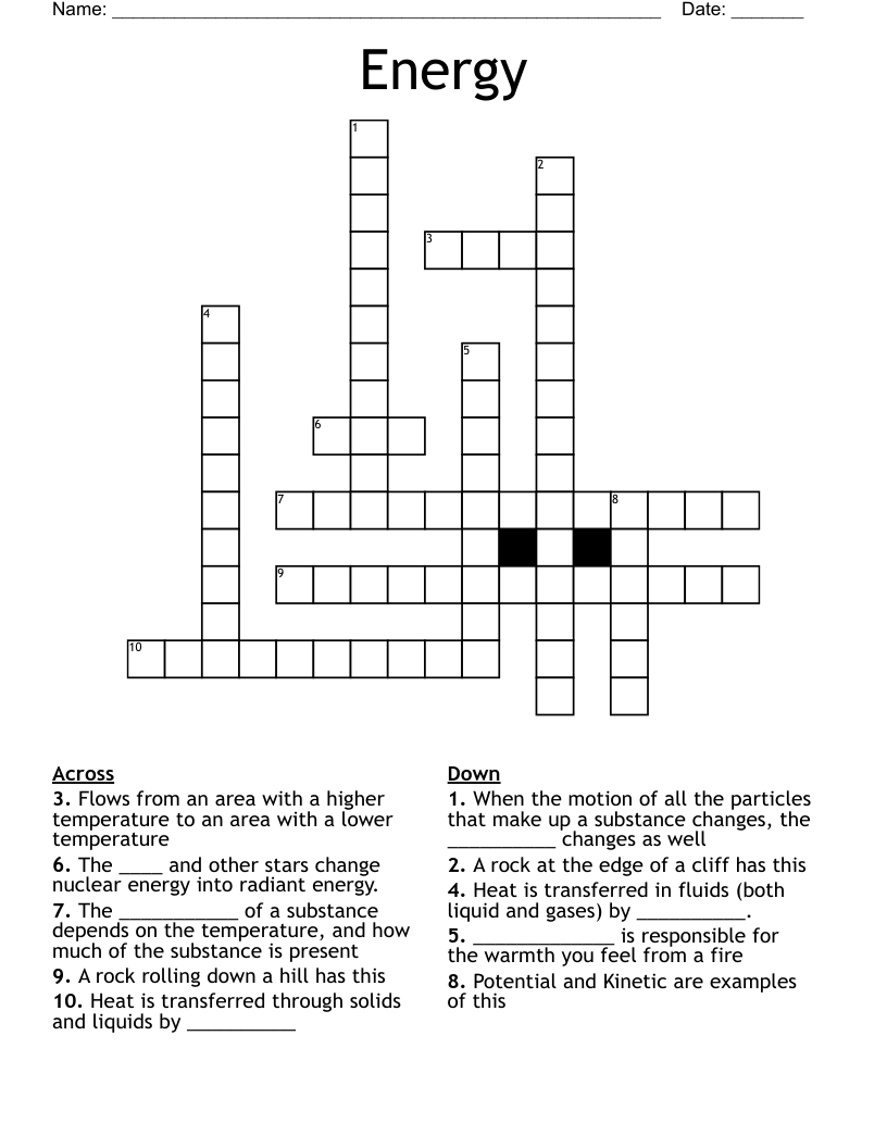 Energy Crossword