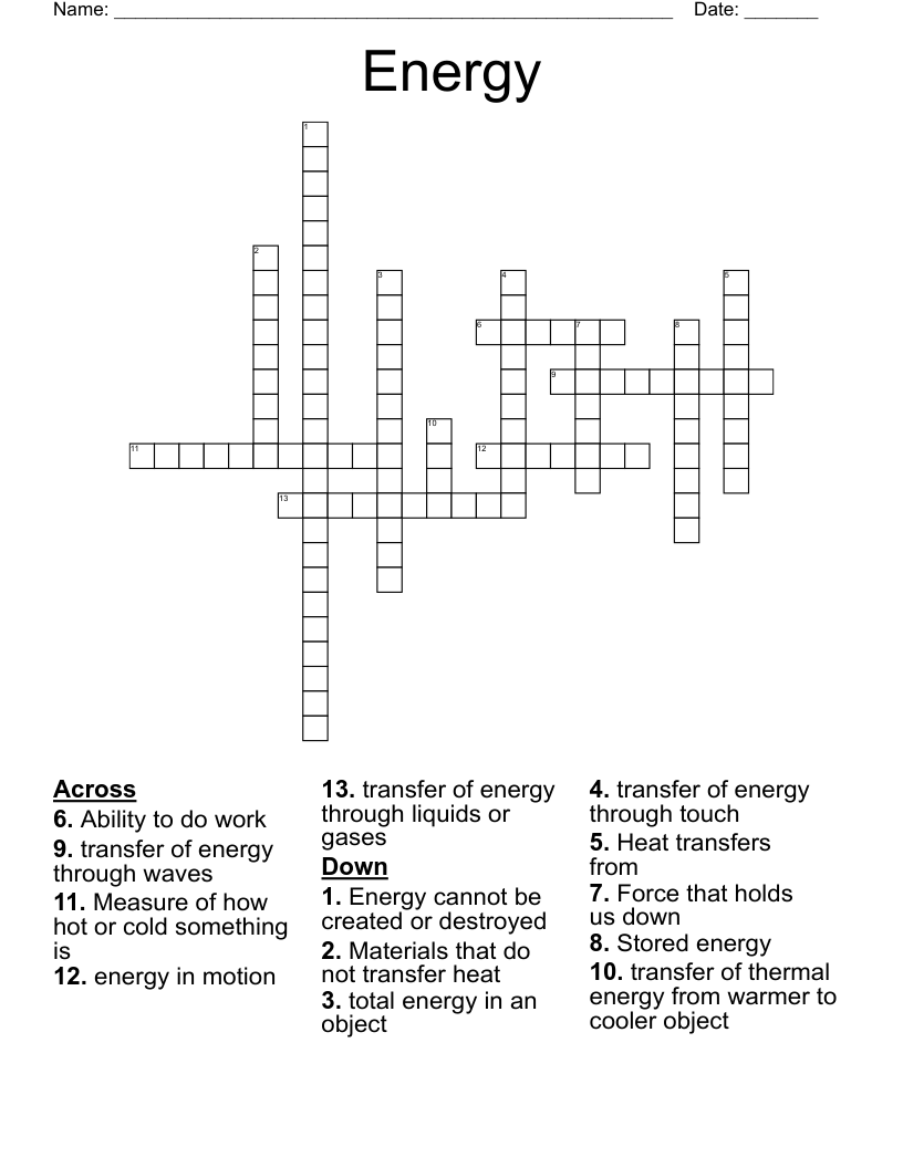Energy Crossword