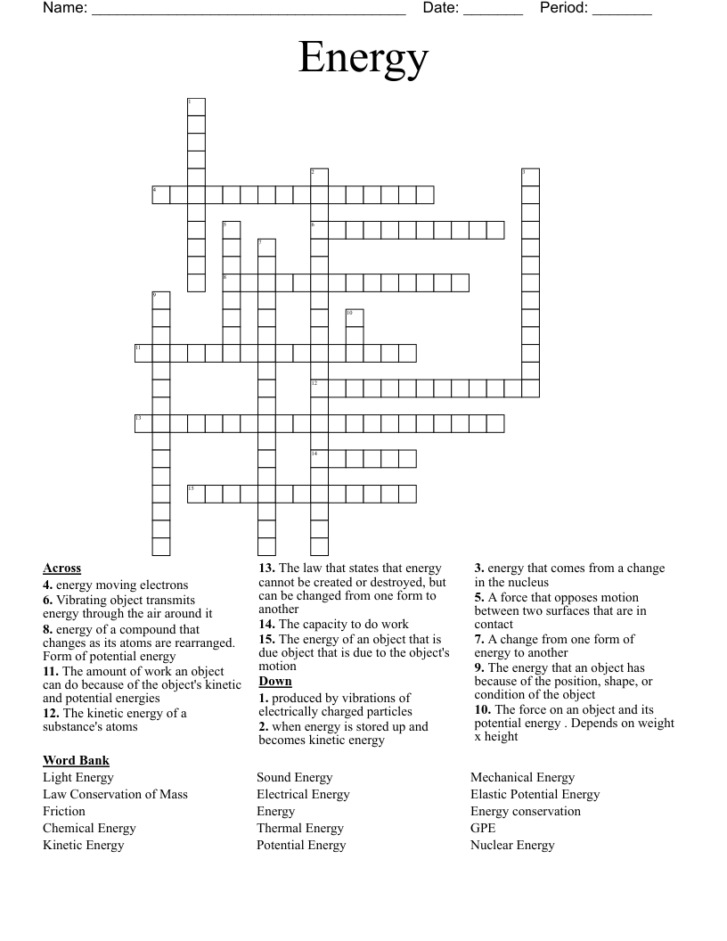 Energy Crossword