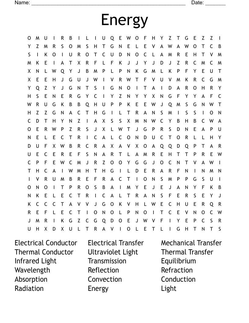 Energy Word Search