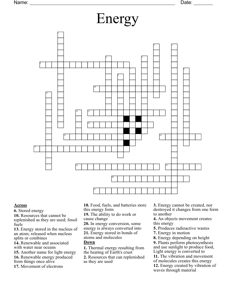 Energy Crossword