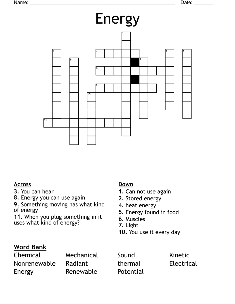 Energy Crossword