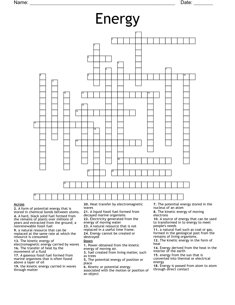 Energy Crossword