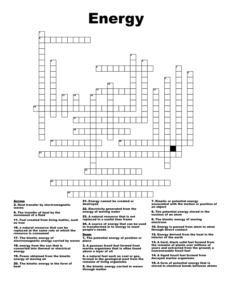 Energy Crossword