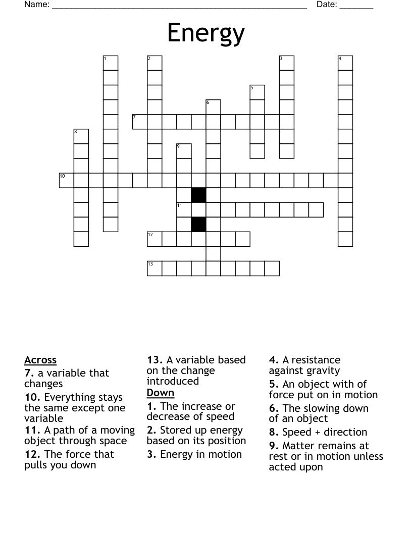 Energy Crossword