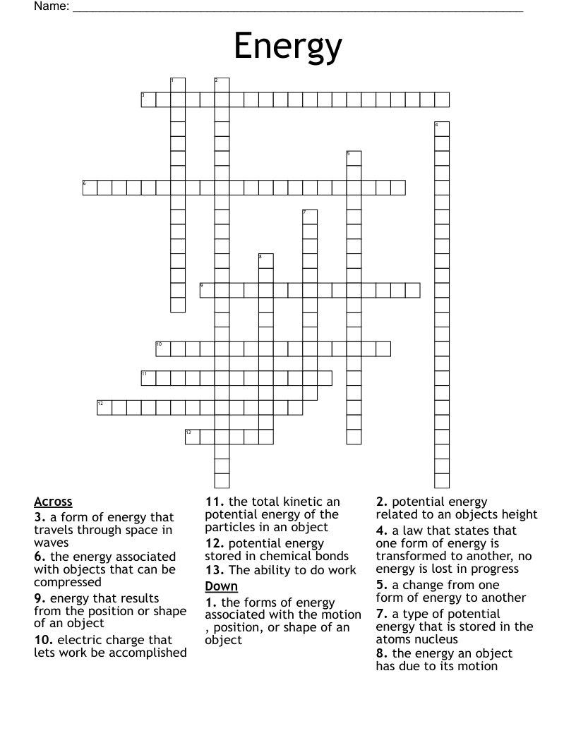 Energy Crossword
