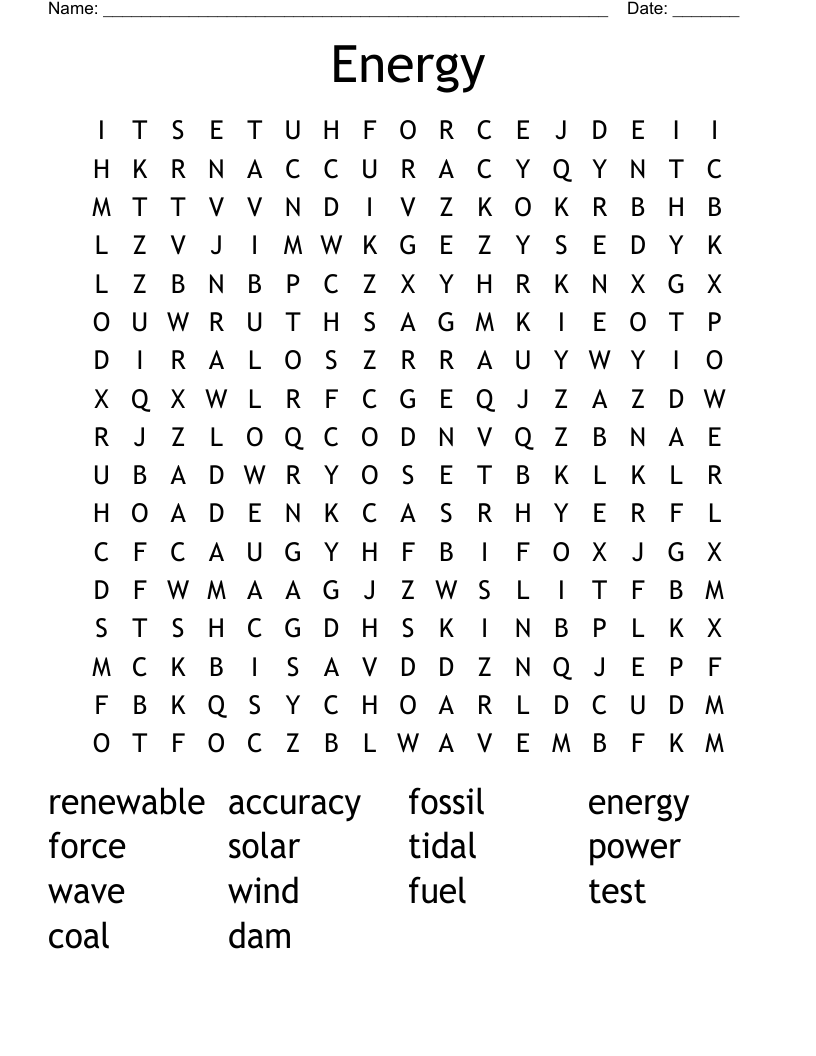 Energy Word Search
