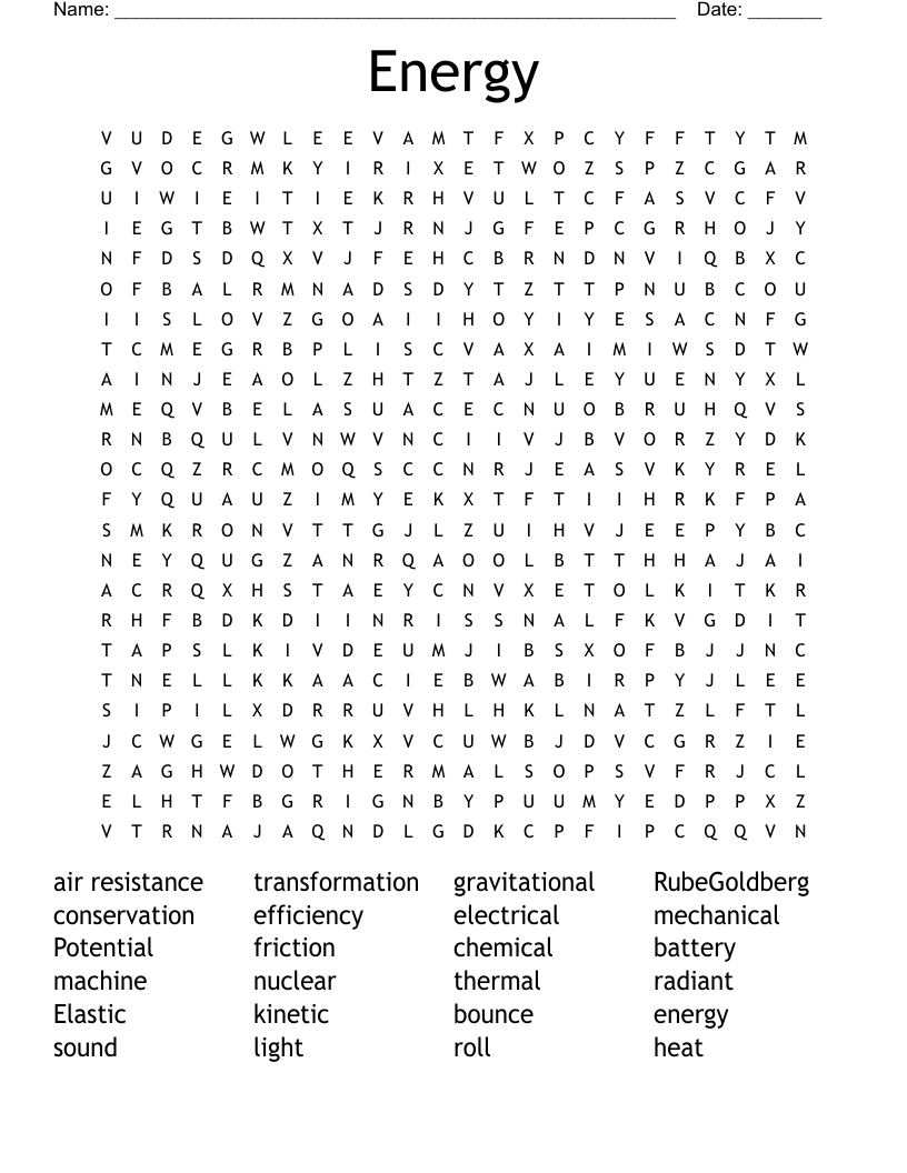 Energy Word Search
