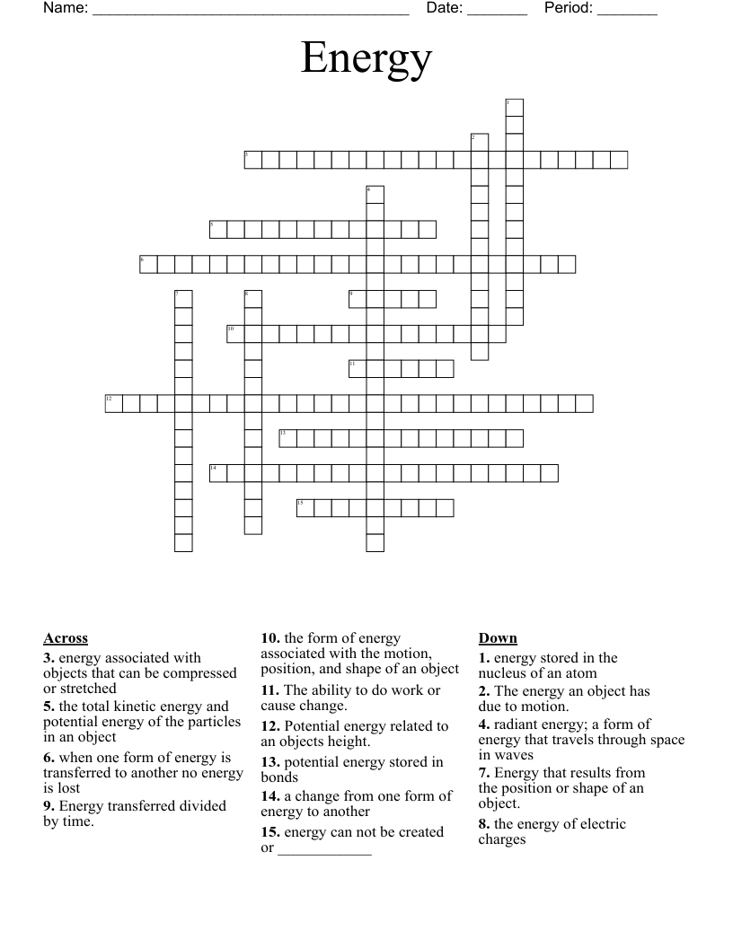 Energy Crossword