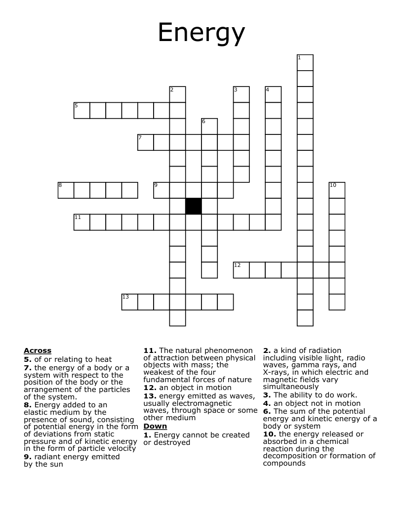 Energy Crossword