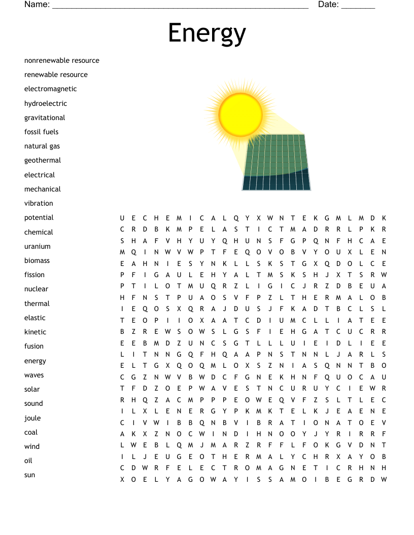 Energy Word Search