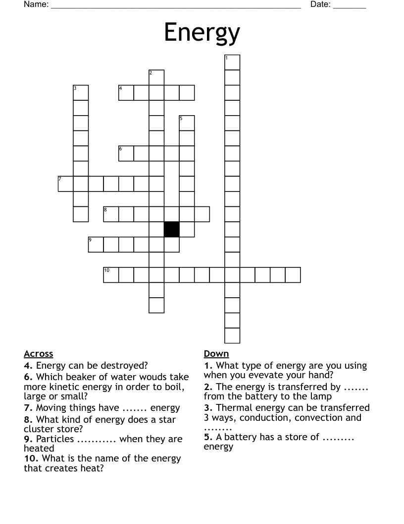 Energy Crossword