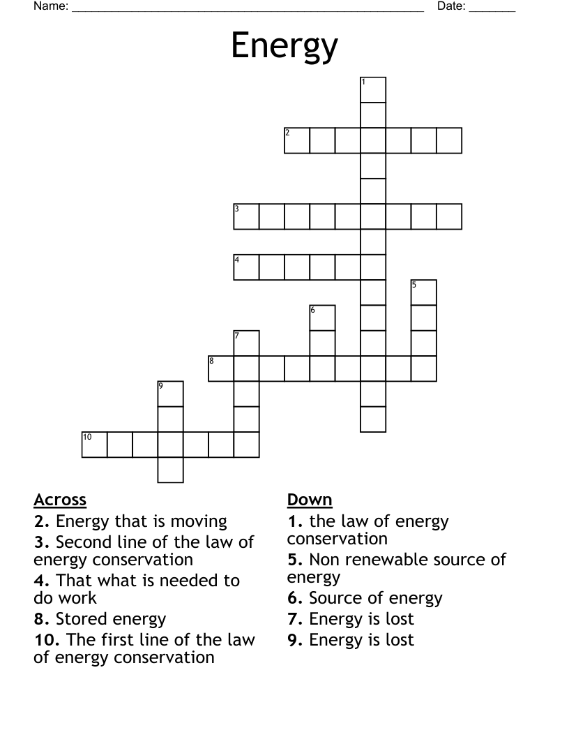 Energy Crossword