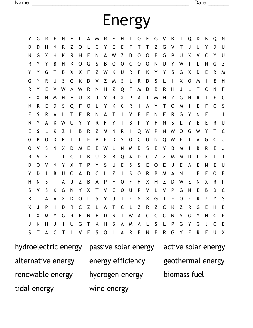 Energy Word Search