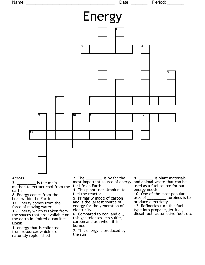 Energy Crossword