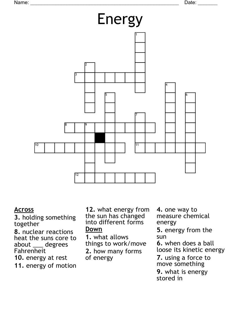 Energy Crossword