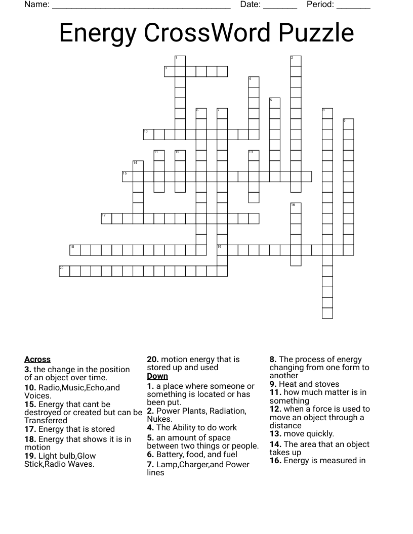 Energy CrossWord Puzzle