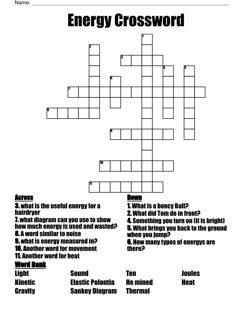 Energy Crossword