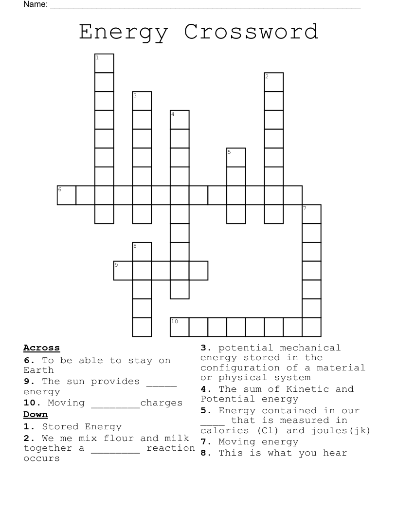 Energy Crossword