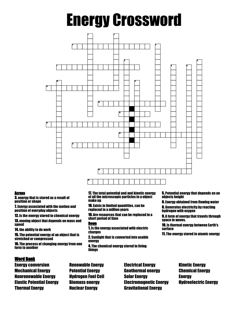 Energy Crossword