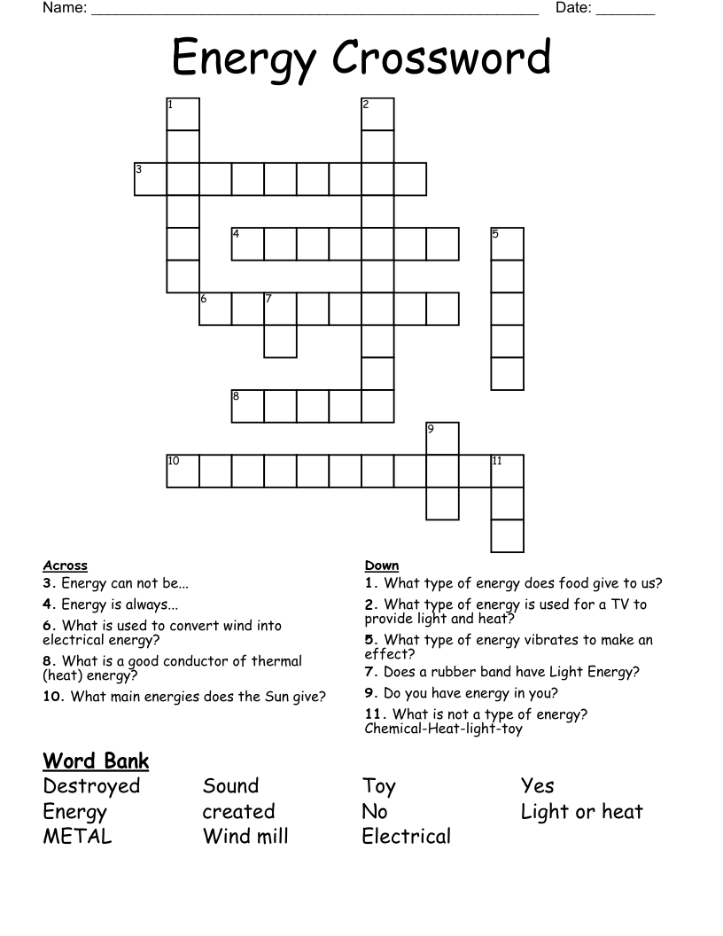 Energy Crossword