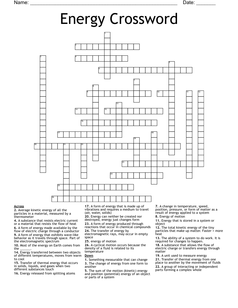Energy Crossword