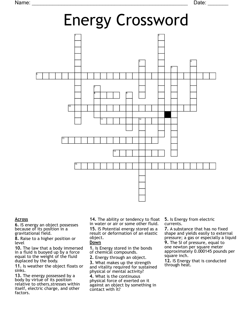 Energy Crossword