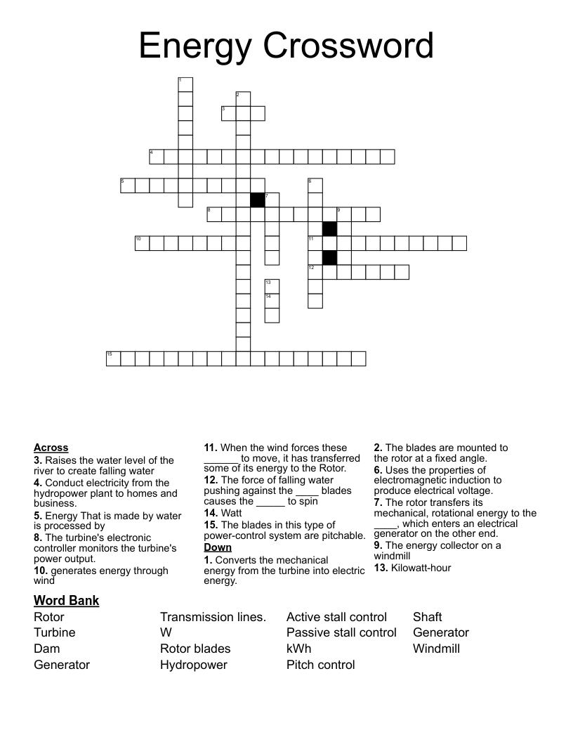 Energy Crossword