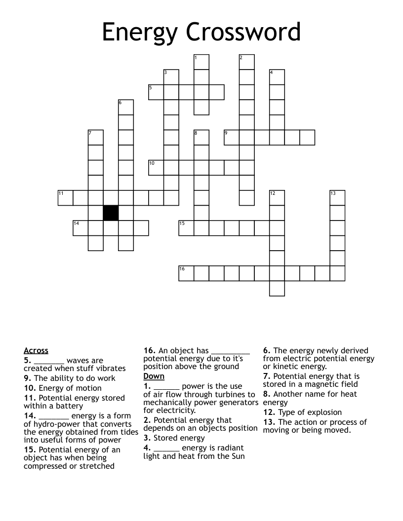 Energy Crossword