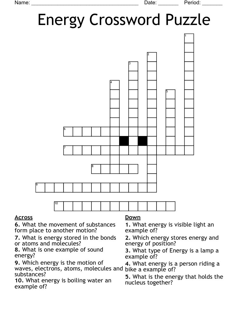 Energy Crossword Puzzle