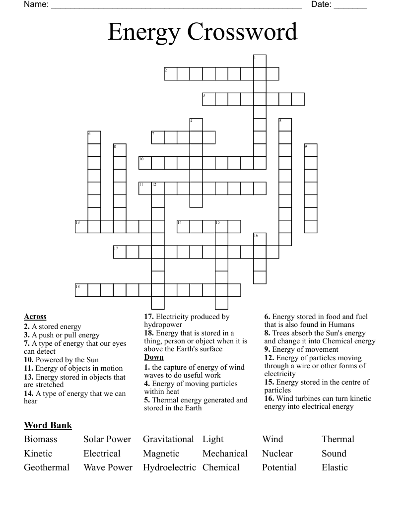 Energy Crossword 