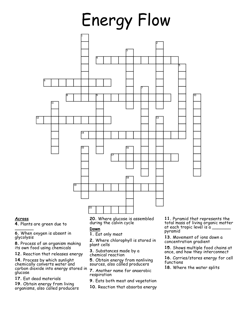 Energy Flow Crossword