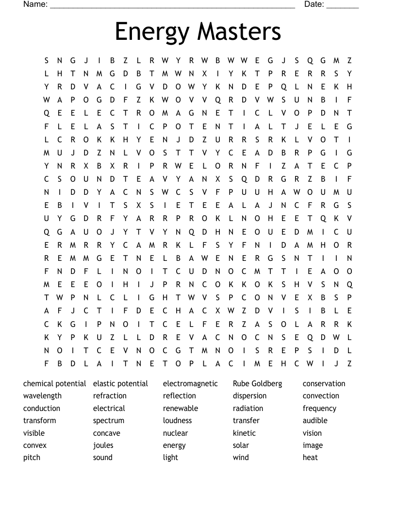 Energy Masters Word Search