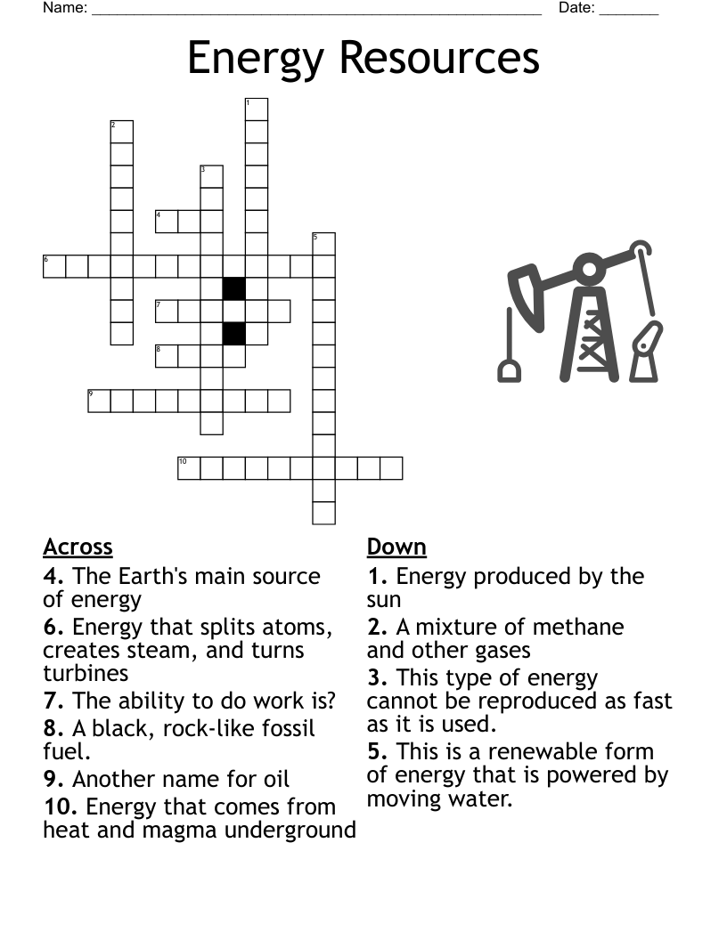 Energy Resources Crossword