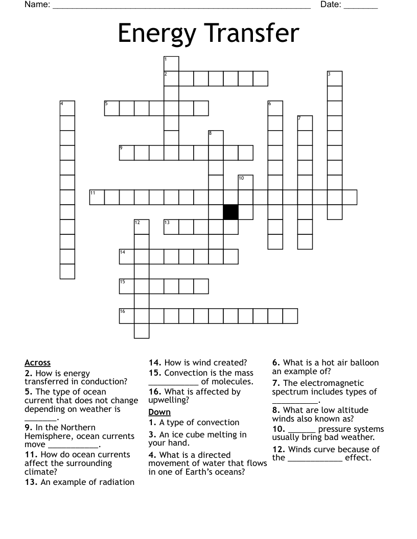 Energy Transfer Crossword