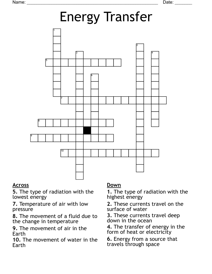 Energy Transfer Crossword