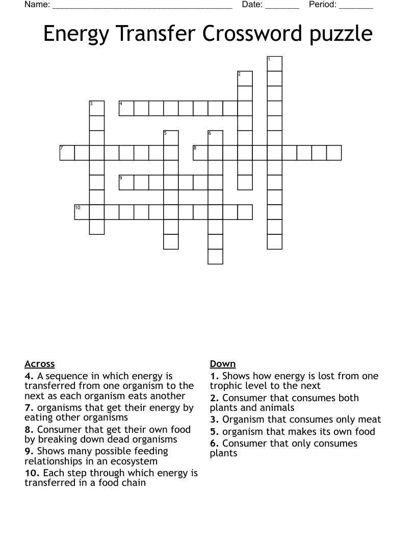 Energy Transfer Crossword puzzle